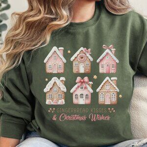 Christmas Gingerbread Sweatshirt Pink Xmas Retro Santa Christmas Shirt Sweaters